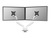 Montážna sada (alarm monitora, montážna základňa svorky, úchyt priechodky) - plný pohyb - pre 2 LCD displeje - hliník - biela - veľkosť obrazovky: 17"-35" - upevniteľné na stôl