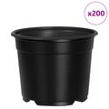vidaXL Kulatý kvetináč 200 ks Čierna Ø 10 x 8 cm Plast