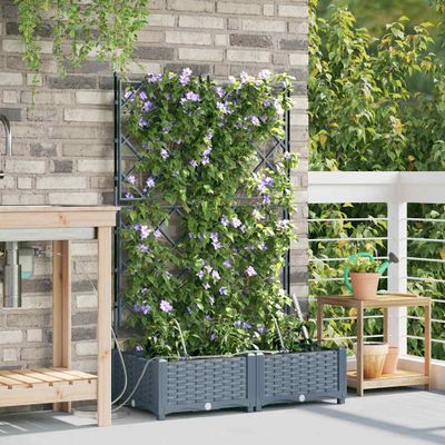 vidaXL Záhradný kvetináč 2 pcs Svetlo šedá 80 x 40 x 126 cm Plast