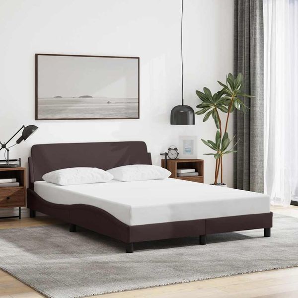 vidaXL Rám postele Dover tmavohnedá 140x190 cm látka