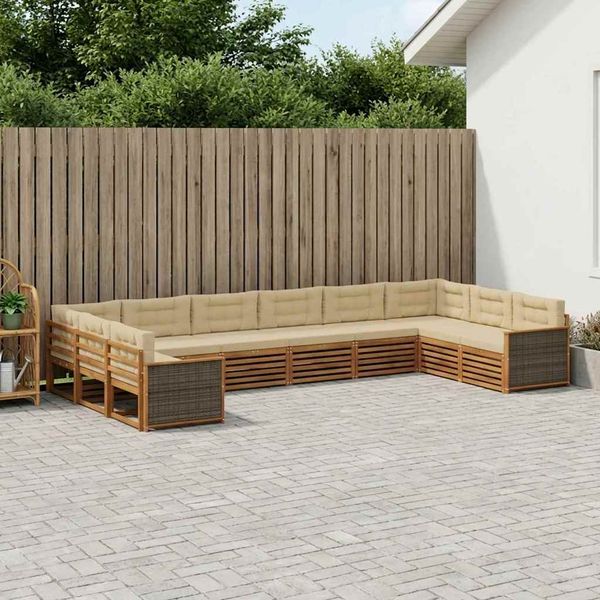 vidaXL Súpravy pohoviek s vankúšom 10 pcs Pevné akáciové drevo