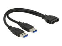 Kábel z USB interného na externý - 19 pin USB 3.0 header (M) do USB typ A (M) - 25 cm - čierna
