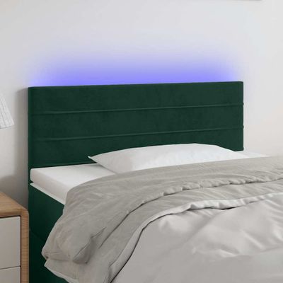 vidaXL Čelo postele s LED tmavozelené 90x5x78/88 cm zamat