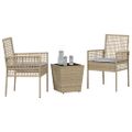 vidaXL Záhradný bistro set 3 ks Béžová polyratan