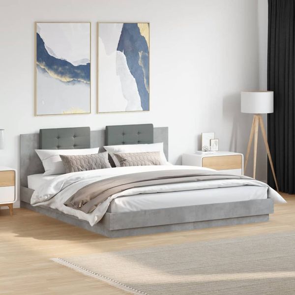 vidaXL Posteľný rám s čelom betónovo sivý 180x200 cm kompozitné drevo