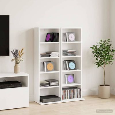 vidaXL CD Skrinka 2 ks Biela 33 x 23,5 x 97,5 cm Kompozitné drevo