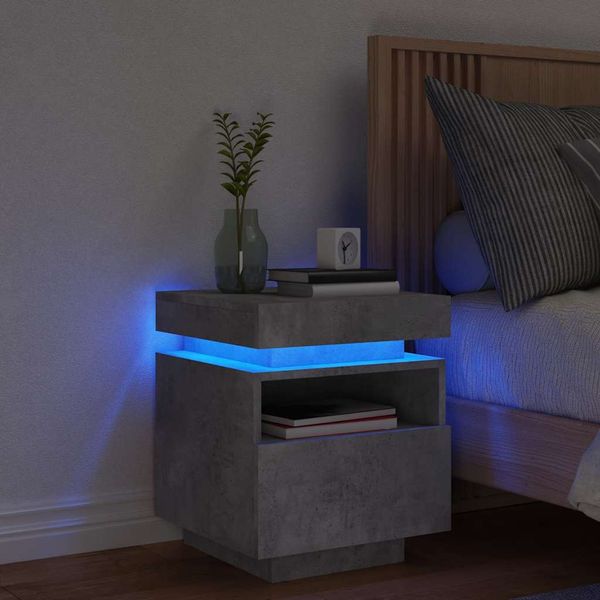 vidaXL Nočný stolík s LED svetlami betónovo sivý 40x39x48,5 cm