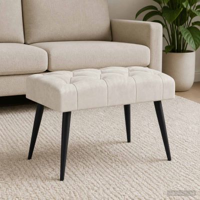 vidaXL Lavica s gombíkovým prešívaním Krémová 60 x 40 x 45 cm Zamat