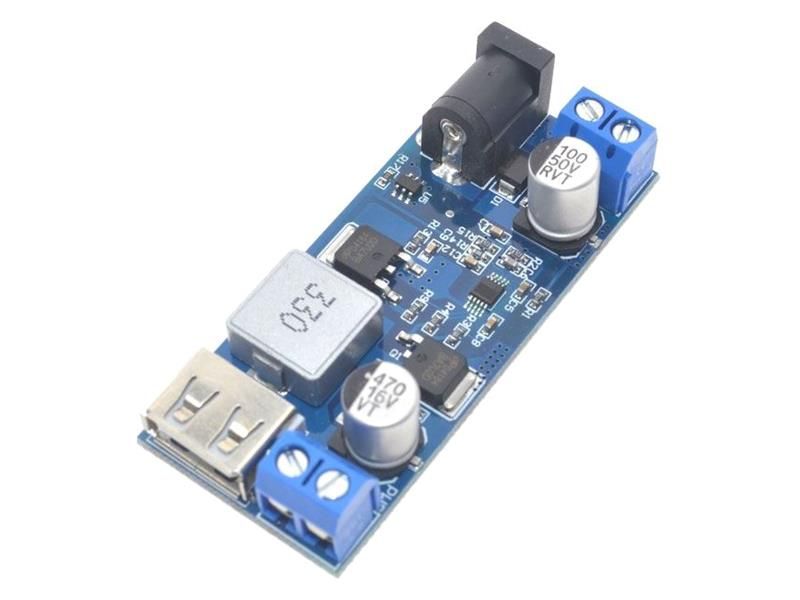 Napájací modul, step-down menič 12-24 V na 5 V/5 A, USB + svorkovnica