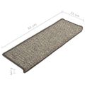 vidaXL Schodové rohože 15 ks 65x21x4 cm béžovo-sivé s obdĺžnikovým okrajom