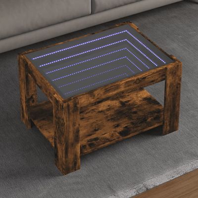 vidaXL Konferenčný stolík s LED dymový dub 73x53x45cm kompozitné drevo