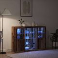 vidaXL LED komoda Staré drevo 142,5 x 37 x 100 cm Kompozitné drevo