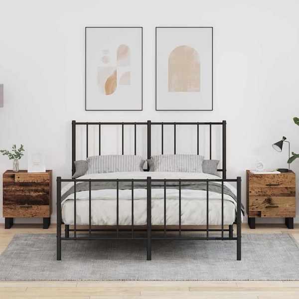 vidaXL Nočný stolík 2 pcs Staré drevo a čierna 40 x 35 x 47,5 cm