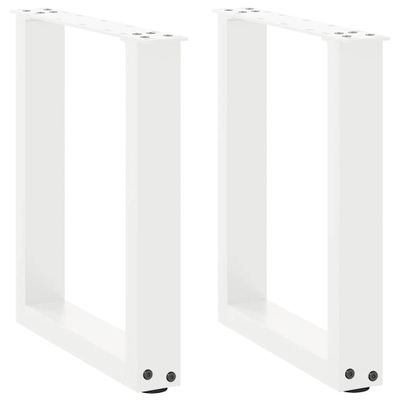 vidaXL Nohy konferenčného stolíka v tvare U, 2 ks, biele, 38 x (42-43) cm, oceľové