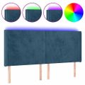 vidaXL Čelo postele s LED tmavomodré 183x16x118/128 cm zamat