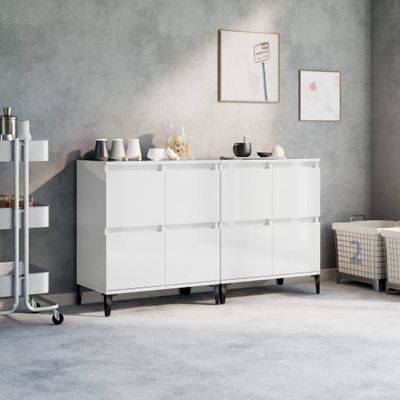 vidaXL Komody 2 ks lesklé biele 60x35x70 cm kompozitné drevo