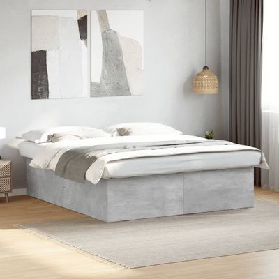 vidaXL Posteľný rám betónový sivý 200x200 cm kompozitné drevo