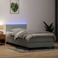 vidaXL Posteľný rám boxsping s matracom a LED bledosivý 90x220 cm zamat
