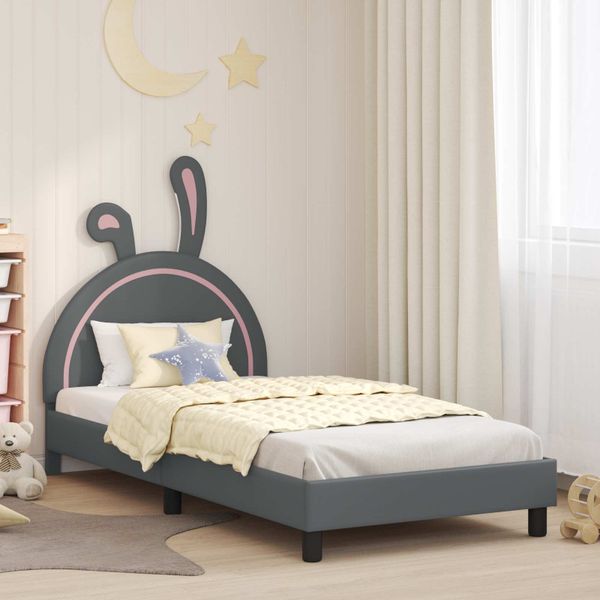 vidaXL Detský rám na posteľ s čelom Svetlosivá 80 x 200 cm PU