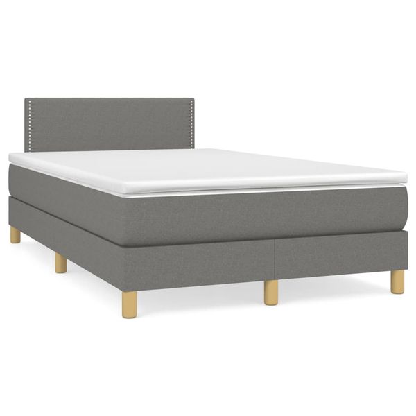 vidaXL Boxspring posteľ s matracom a LED, tmavosivá 120x190 cm, látka