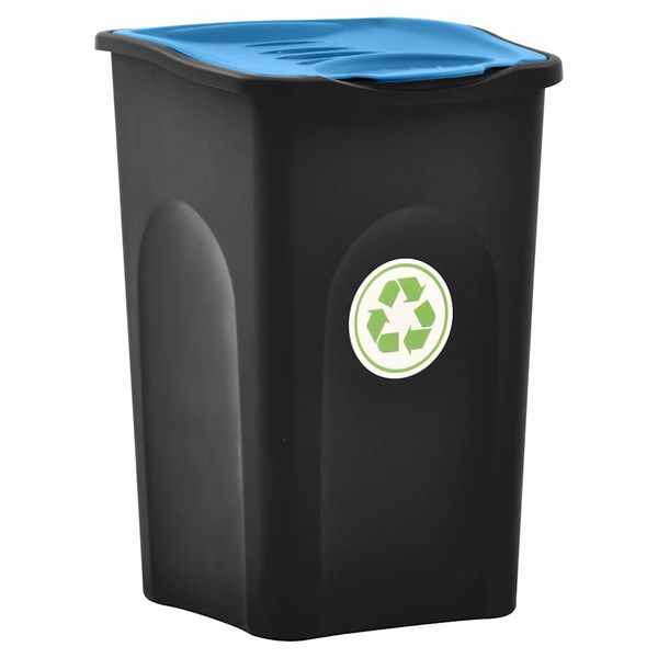 vidaXL Odpadkový kôš s vyklápacím vekom 50 l, čierno modrý