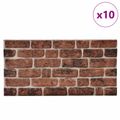 vidaXL Nástenné panely 10 ks 100 x 50 cm Hnedá tehlová EPS pena