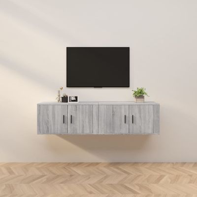 vidaXL Nástenné TV skrinky 2 ks sivé sonoma 80x34,5x40 cm