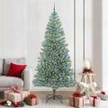 vidaXL Umelý vianočný stromček, snehom obalený, s LED svetlom 210 cm