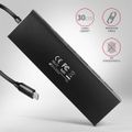 AXAGON HUE-F7C, 7x USB 3.2 Gen 1 ALU FLAT CHARGING hub, micro USB nap. konektor, kabel USB-C 30cm USB Hub, externí, 7x USB 3.0, 0,3m, hliníkové telo, cerný