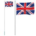 vidaXL Vlajka Veľkej Británie a tyč 6,08 m hliník