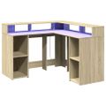 vidaXL Stôl s LED svetlami dub sonoma 130x130x91 cm kompozitné drevo