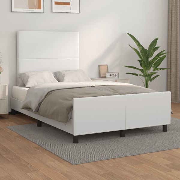vidaXL Posteľný rám s čelom biely 120x200 cm umelá koža