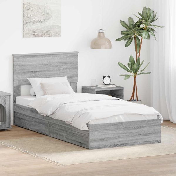 vidaXL Úložná posteľ Sivý Sonoma 75 x 190 cm Kompozitné drevo