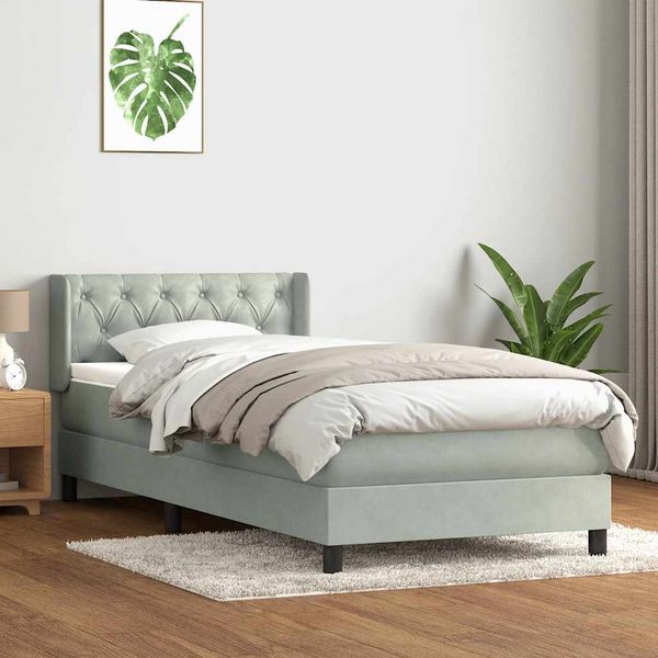 vidaXL Posteľný rám boxspring s matracom Svetlosivá 80x210 cm zamat