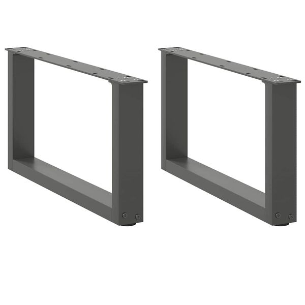 vidaXL Nohy konferenčného stolíka v tvare U, 2 ks, antracitové, 60 x (30-31) cm, oceľ