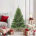 vidaXL Umelý vianočný stromček s 150 LED-i Zelená 120 cm PE a PVC