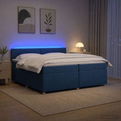 vidaXL Posteľ boxspring s matracom Modrá 200 x 200 cm Látka