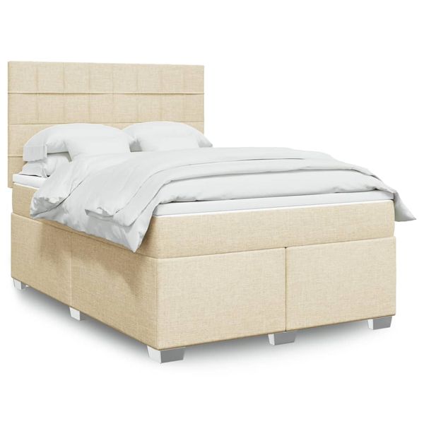 vidaXL Boxspring posteľ s matracom krémový 140x190 cm látka