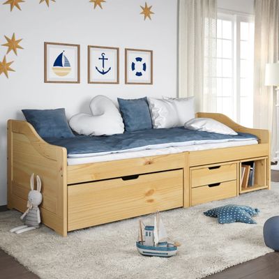 vidaXL Denná posteľ s 3 zásuvkami 90x200cm masívna borovica IRUN