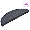 vidaXL Schodové rohože 30 ks 56x17x3 cm tmavošedé a modré polkruhové