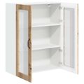 vidaXL Nástenný sklenený kabinet LUCCA Dub artisan 80 x 31 x 100 cm
