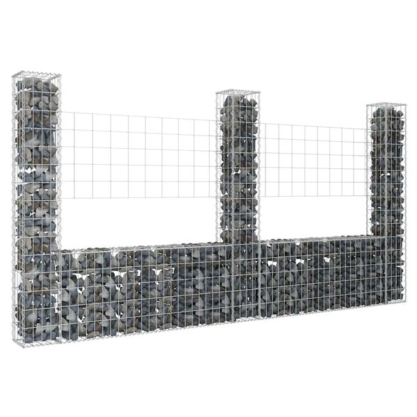 vidaXL Železný gabiónový kôš v tvare U s 3 stĺpmi 260x20x150 cm