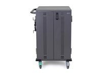 Vozík (iba nabíjanie) - pre 36 tabletov / notebookov - EÚ - uzamykateľný - kontúrované drevo, vinylový termoplastický laminát, oceľ triedy 14, oceľ triedy 16, oceľ triedy 18 - biela, šedá - veľkosť obrazovky: až do 14"