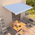vidaXL Ručná zaťahovacia markíza modro-biela 450x300 cm