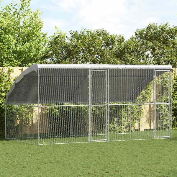 vidaXL Klietka pre sliepky 2 pcs Strieborná 400 x 200 x 200 cm