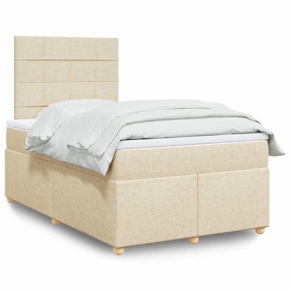 vidaXL Boxspring posteľ s matracom krémový 120x200 cm látka