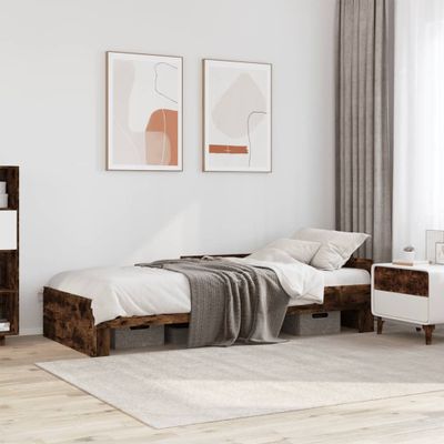 vidaXL Posteľný rám bez matraca dymový dub 100x200 cm kompozitné drevo