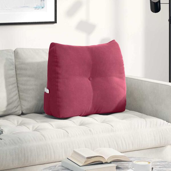 vidaXL Poduška na chrbát Víno červené 60 x 24 x 50 cm Zamat