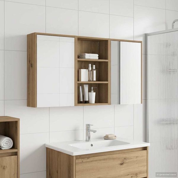 vidaXL Set kabinetov do kúpeľne s poličkou 3 pcs 126 x 16 x 62.5 cm