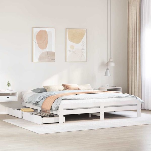 vidaXL Posteľ bez matraca biela 180x200 cm masívna borovica